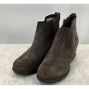 Sorel Women's NL3313-245 Suede Ankle Boots Size 7.5 Gray Joan of Arc III Side Zi